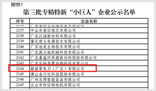 赫茲曼入選國(guó)家級(jí)專精特新“小巨人”名單